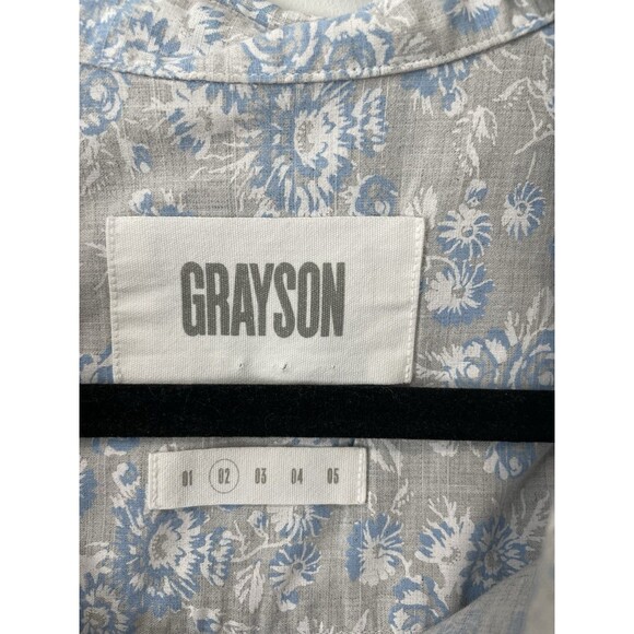 GRAYSON Shirt The Hero Blue Floral Long Sleeve Button Cotton 2 Women's Size S - Picture 4 of 8
